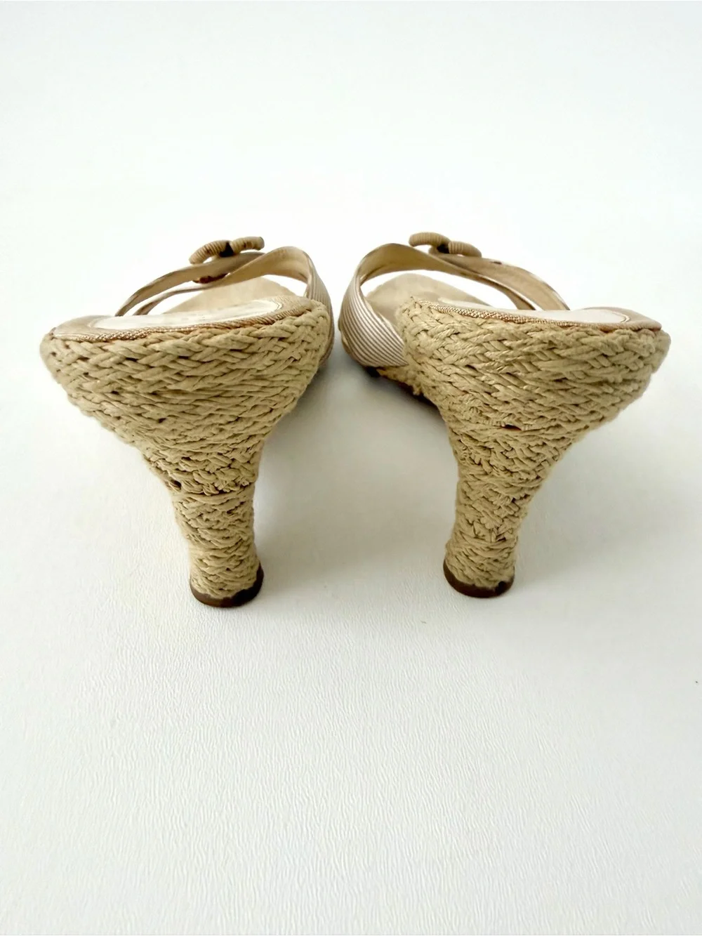 CHANEL | Vintage CC Logo Espadrille Wedge Sandal Slide Beige Cream EU 37.5